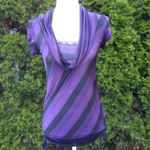 Heart Soul - Striped Cowl Neck Top Size M